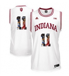 Indiana Hoosiers 11 Isiah Thomas White With Portrait Print College Basketball Jersey