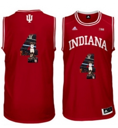 Indiana Hoosiers 4 Victor Oladipo Red With Portrait Print College Basketball Jersey