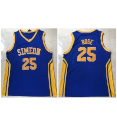 Men Simeon 25 Derrick Rose Blue High School Mesh Basketball Jersey