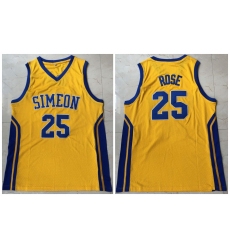 Men Simeon 25 Derrick Rose Yellow High School Mesh Basketball Jersey