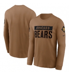 Men Chicago Bears 2023 Brown Salute To Service Long Sleeve T Shirt