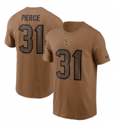 Men Houston Texans 31 Dameon Pierce 2023 Brown Salute To Service Name  26 Number T Shirt