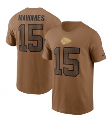 Men Kansas City Chiefs 15 Patrick Mahomes 2023 Brown Salute To Service Name Number T Shirt