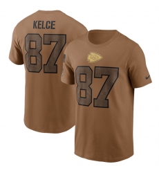 Men Kansas City Chiefs 87 Travis Kelce 2023 Brown Salute To Service Name  26 Number T Shirt