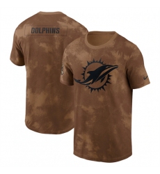 Men Miami Dolphins 2023 Brown Salute To Service Sideline T Shirt