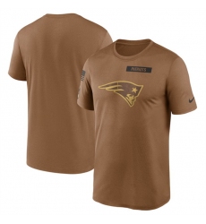 Men New England Patriots 2023 Brown Salute To Service Legend Performance T Shirt