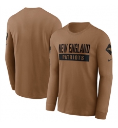 Men New England Patriots 2023 Brown Salute To Service Long Sleeve T Shirt