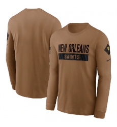 Men New Orleans Saints 2023 Brown Salute To Service Long Sleeve T Shirt