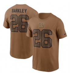 Men New York GiantsSaquon Barkley 2023 Brown Salute To Service Name Number T Shirt