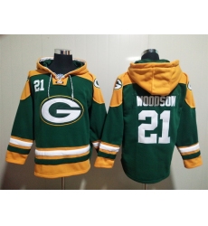 Green Bay Packers Sitched Pullover Hoodie #21 Charles Woodson