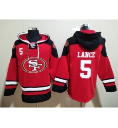San Francisco 49ers Red Sitched Pullover Hoodie #5 Trey Lance