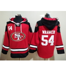 San Francisco 49ers Red Sitched Pullover Hoodie #54 Fred Warner