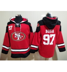San Francisco 49ers Red Sitched Pullover Hoodie #97 Nick Bosa