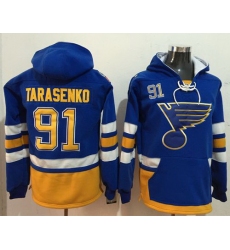 Men St.Louis Blues 91 Vladimir Tarasenko Light Blue Name  26 Number Pullover NHL Hoodie