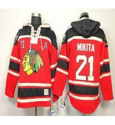 Chicago Blackhawks 21 Stan Mikita Red Lace-Up NHL Jersey Hoodies