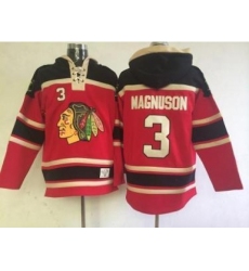Chicago Blackhawks #3 Keith Magnuson Red Lace-Up NHL Jersey Hoodie