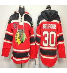 Chicago Blackhawks 30 Ed Belfour Red Lace-Up NHL Jersey Hoodies