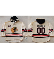 Men Chicago Blackhawks 00 Clark Griswold Cream Heavyweight Pullover Hoodie Stitched NHL Jersey