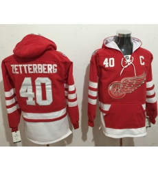 Men Detroit Red Wings 40 Henrik Zetterberg Red Name  26 Number Pullover NHL Hoodie