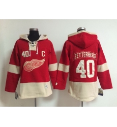 Men Detroit Red Wings 40 Zetterberg Red Stitched  NHL Hoodie