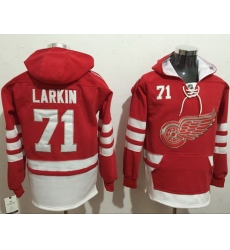 Men Detroit Red Wings 71 Dylan Larkin Red Name  26 Number Pullover NHL Hoodie