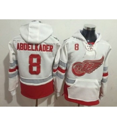 Men Detroit Red Wings 8 Justin Abdelkader White All Stitched Hooded Sweatshirt