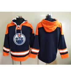 Men Edmonton Oilers Blank Blue Stitched NHL Hoodie