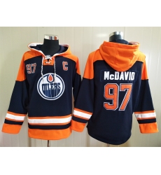 Men Edmonton Oilers Connor McDavid 97 Blue Stitched NHL Hoodie
