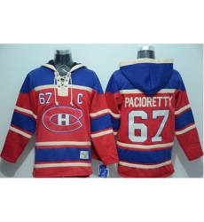 Men Montreal Canadiens 67 Max Pacioretty Red Sawyer Hooded Sweatshirt Stitched NHL Jersey