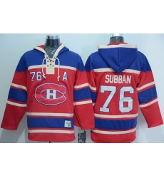 Men Montreal Canadiens 76 P K Subban Red Sawyer Hooded Sweatshirt Stitched NHL Jersey