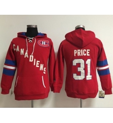 Montreal Canadiens 31 Carey Price Red Women Old Time Heidi NHL Hoodie