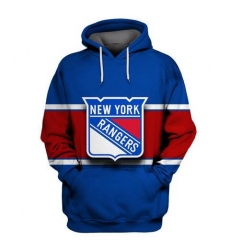 Men NY New York Rangers Blue All Stitched Hooded Sweatshirt
