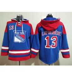 Men New York Rangers Alexis Lafrenière 13 Blue Stitched NHL Hoodie
