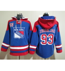 Men New York Rangers Mike Zibanejad 93 Blue Stitched NHL Hoodie