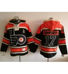 Men Philadelphia Flyers 17 Wayne Simmonds Black Sawyer Hooded Sweatshirt Stitched NHL Jersey