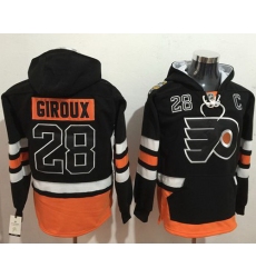 Men Philadelphia Flyers 28 Claude Giroux Black Name  26 Number Pullover NHL Hoodie