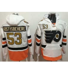 Men Philadelphia Flyers 53 Shayne Gostisbehere White 3rd Name  26 Number Pullover NHL Hoodie