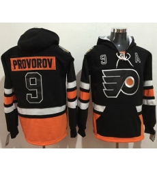 Men Philadelphia Flyers 9 Ivan Provorov Black Name  26 Number Pullover NHL Hoodie