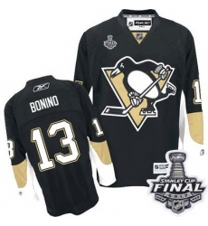 Men Pittsburgh Penguins 13 Nick Bonino Black Home 2017 Stanley Cup Final Patch Stitched NHL Jersey