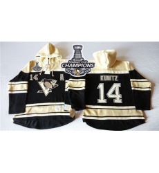 Men Pittsburgh Penguins 14 Chris Kunitz Black Sawyer Hooded Sweatshirt 2016 Stanley Cup Champions Stitched NHL Jersey