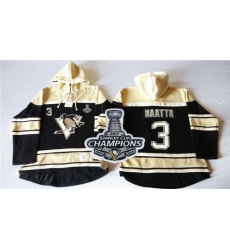 Men Pittsburgh Penguins 3 Olli Maatta Black Sawyer Hooded Sweatshirt 2017 Stanley Cup Finals Champions Stitched NHL Jersey