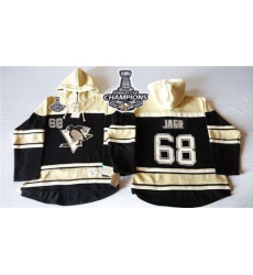Men Pittsburgh Penguins 68 Jaromir Jagr Black Sawyer Hooded Sweatshirt 2016 Stanley Cup Champions Stitched NHL Jersey
