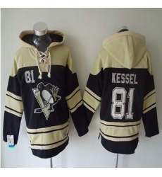 Men Pittsburgh Penguins 81 Phil Kessel Black Sawyer Hooded Sweatshirt Stitched NHL jersey