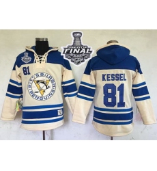 Men Pittsburgh Penguins 81 Phil Kessel Cream Sawyer Hooded Sweatshirt 2017 Stanley Cup Final Patch Stitched NHL Jersey