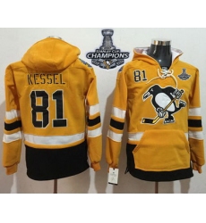 Men Pittsburgh Penguins 81 Phil Kessel Gold Sawyer Hooded Sweatshirt 2017 Stadium Series Stanley Cup Finals Champions Stitched NHL Jersey