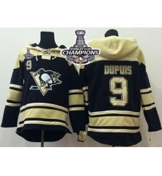 Men Pittsburgh Penguins 9 Pascal Dupuis Black Sawyer Hooded Sweatshirt 2016 Stanley Cup Champions Stitched NHL Jersey