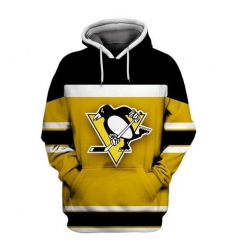 Men Pittsburgh Penguins Yellow All Stitched Hooded Sweatshirt