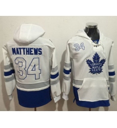 Maple Leafs #34 Auston Matthews White Name  26 Number Pullover NHL Hoodie