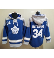 Men Toronto Maple Leafs Auston Matthews 34 Blue Stitched NHL Hoodie