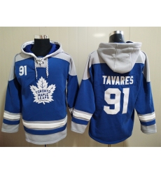 Men Toronto Maple Leafs John Tavares 91 Blue Stitched NHL Hoodie